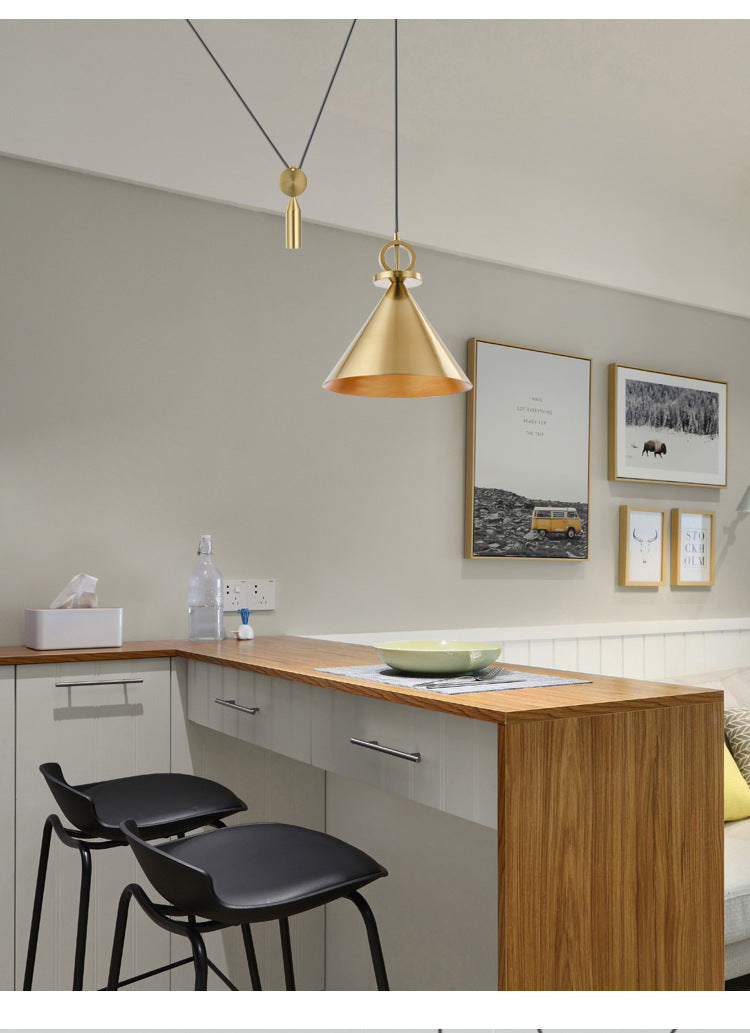Adjustable Brass-Tone Single Pendant Light / Trichromatic light / 20cm