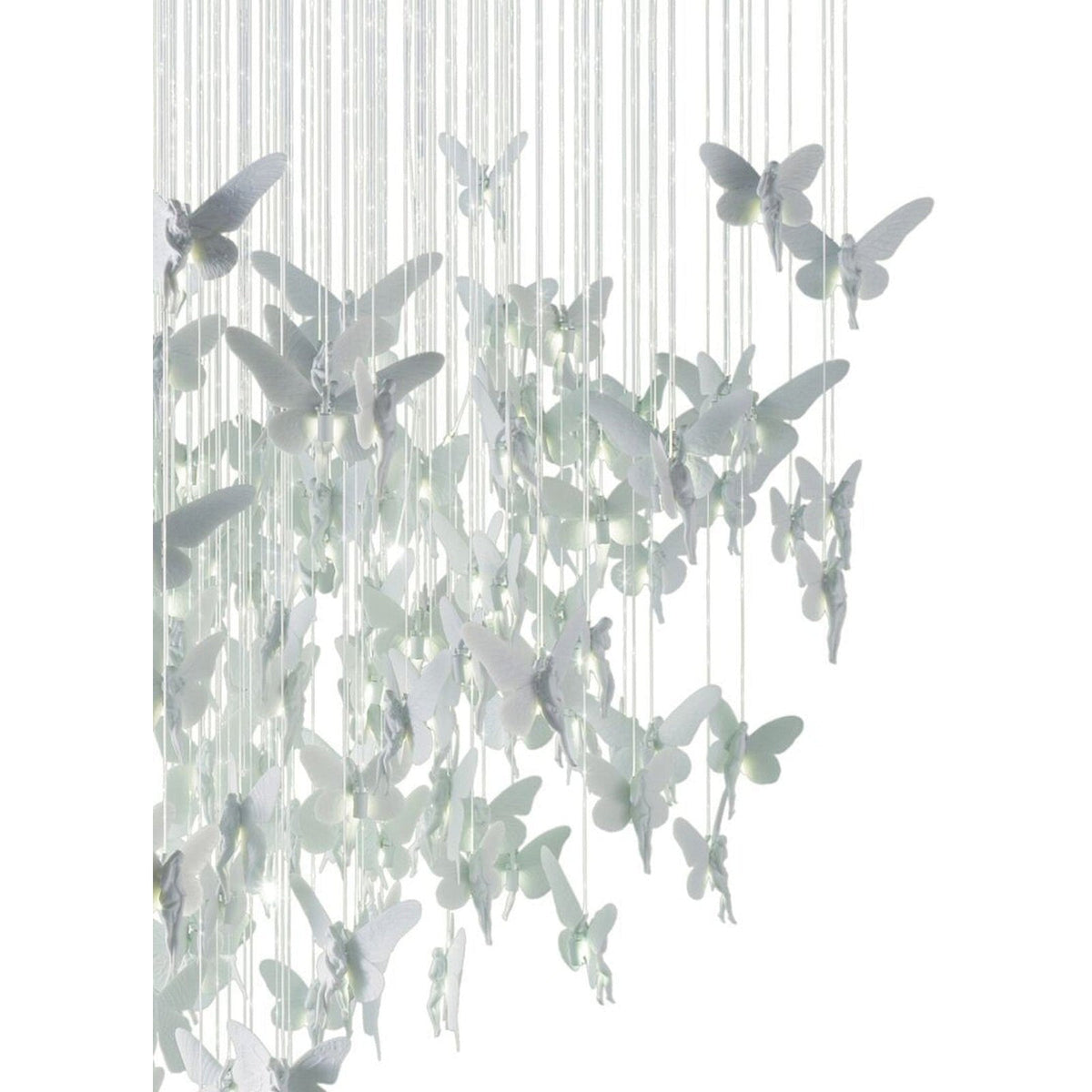 Cascading Porcelain Fiber-Optic Chandelier / Golden Luster