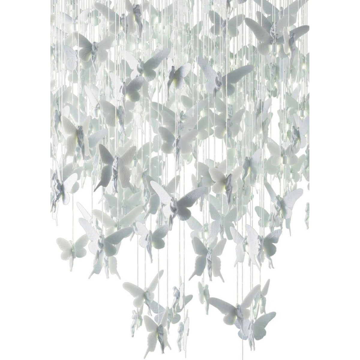 Cascading Porcelain Fiber-Optic Chandelier
