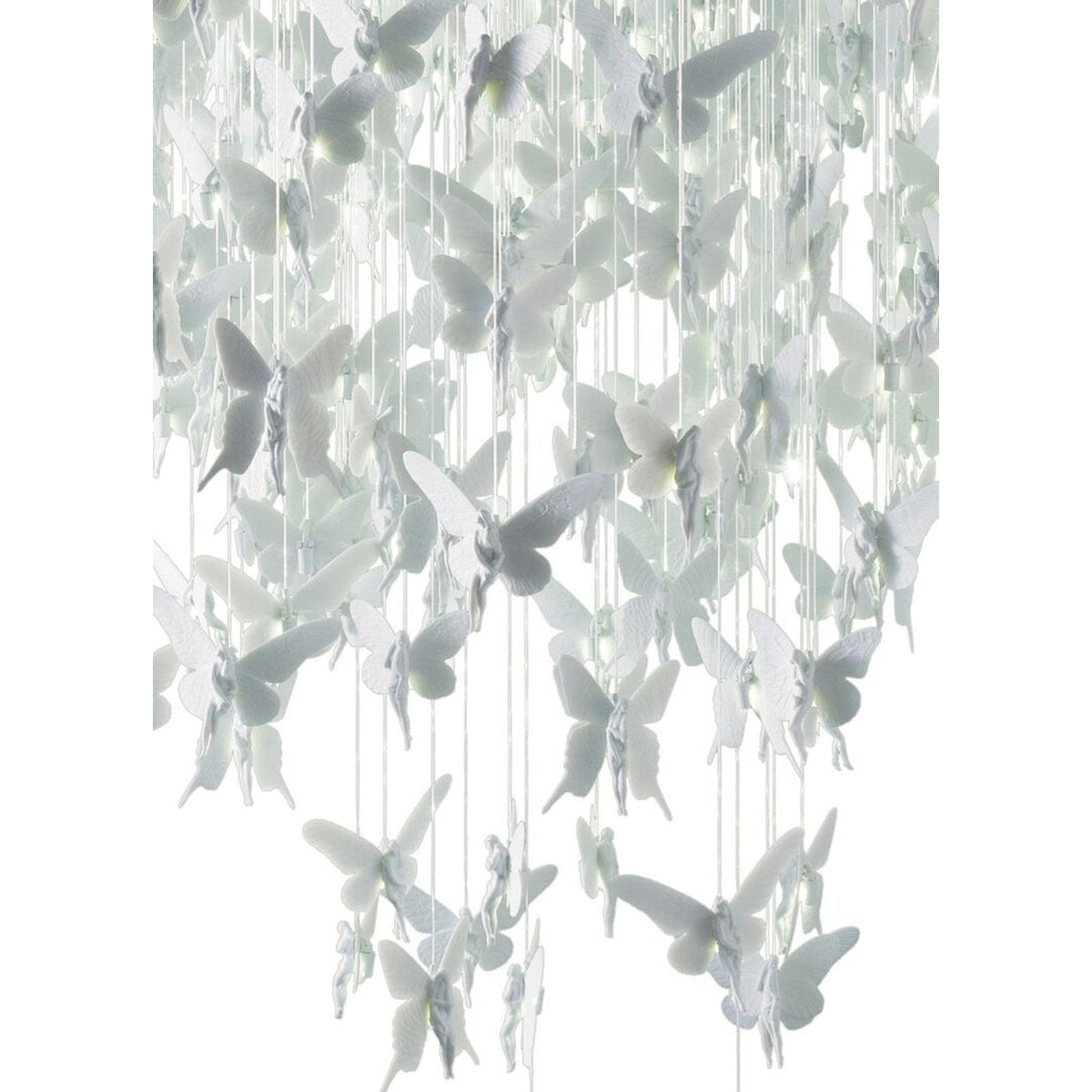 Cascading Porcelain Fiber-Optic Chandelier