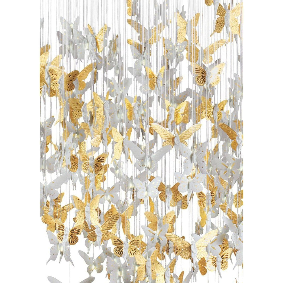 Cascading Porcelain Fiber-Optic Chandelier