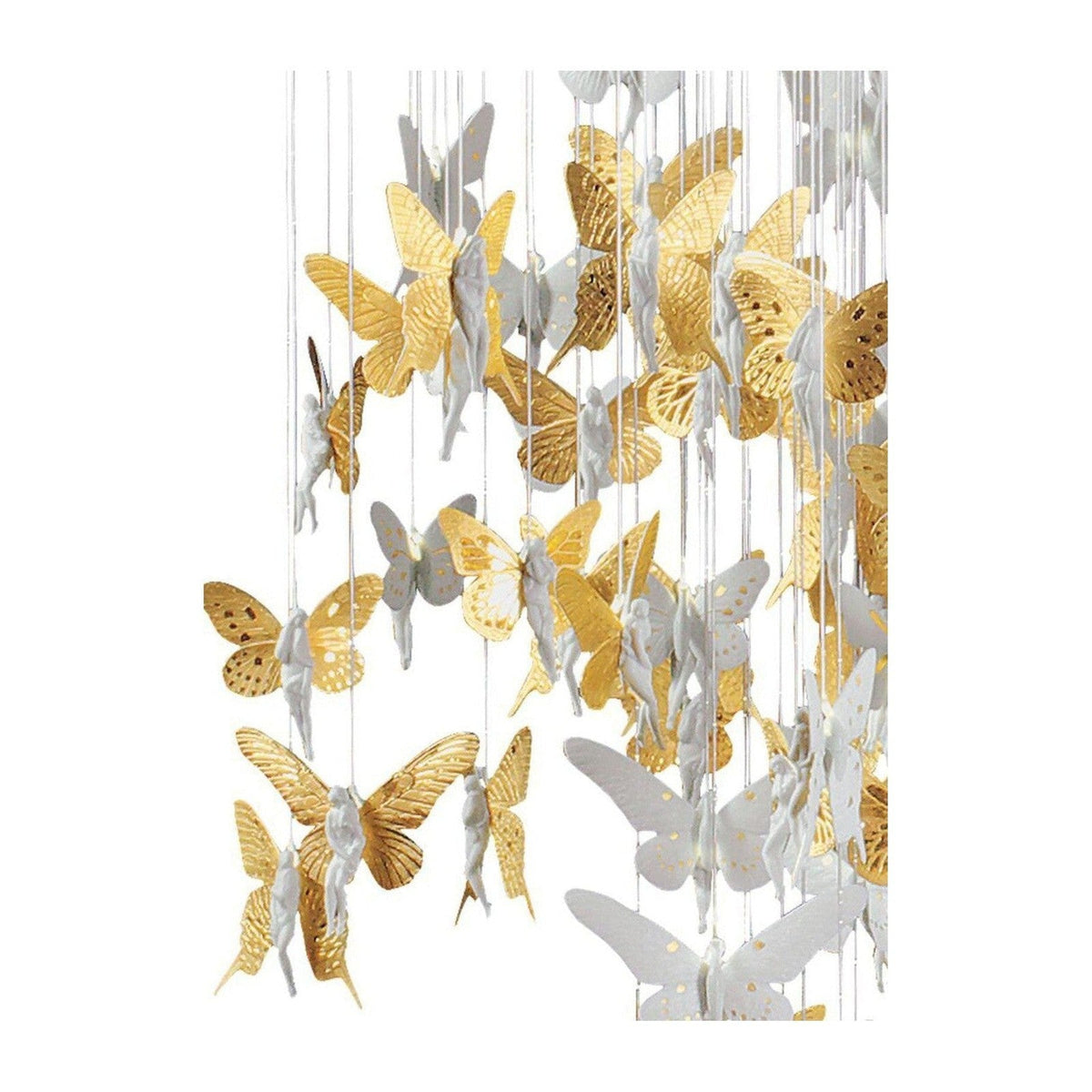 Cascading Porcelain Fiber-Optic Chandelier