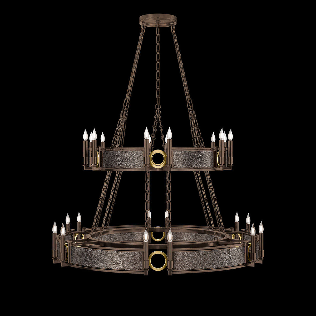 50-Inch Swirl Glass Chandelier / Bronze / Brass / Pebble
