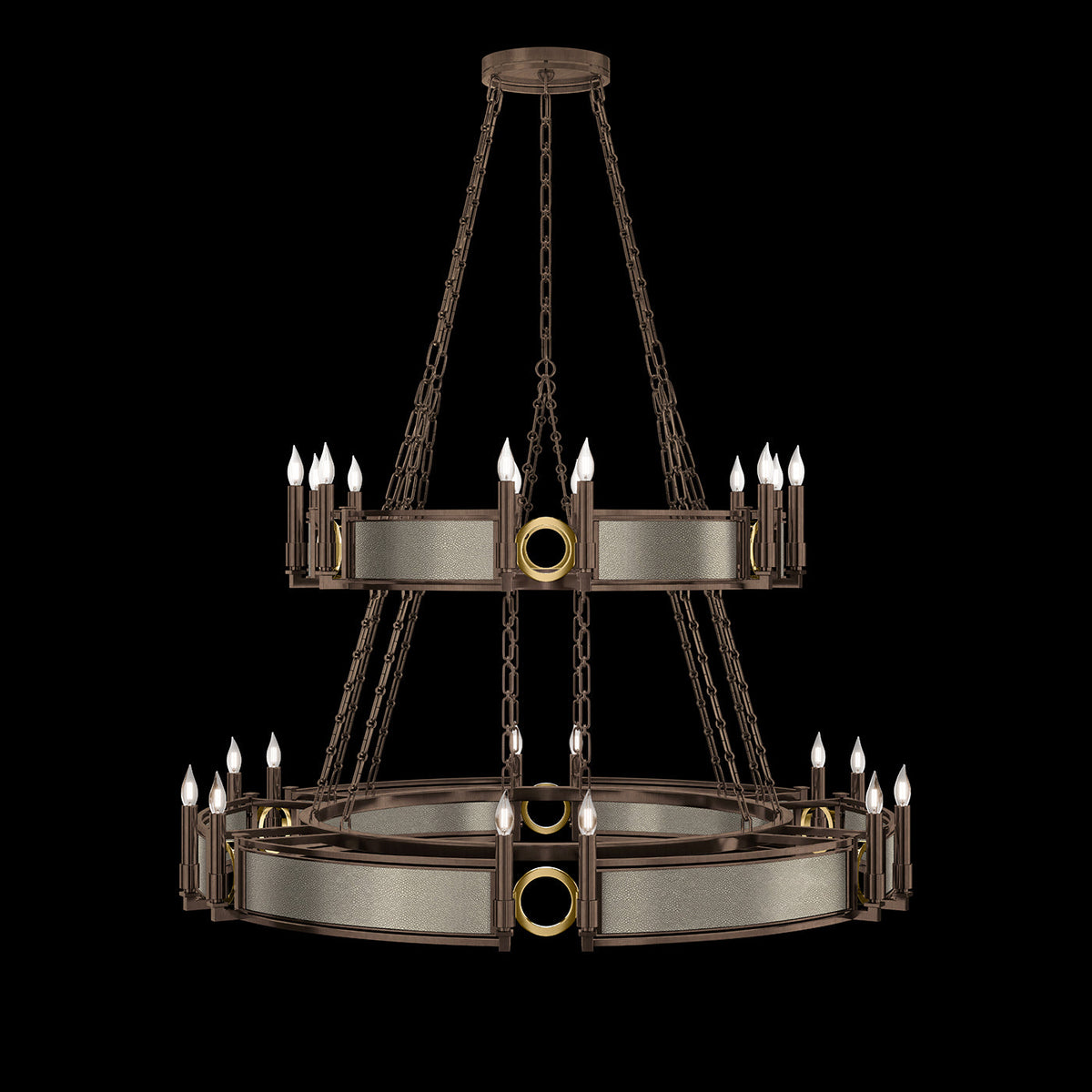 50-Inch Swirl Glass Chandelier / Bronze / Brass / Coco