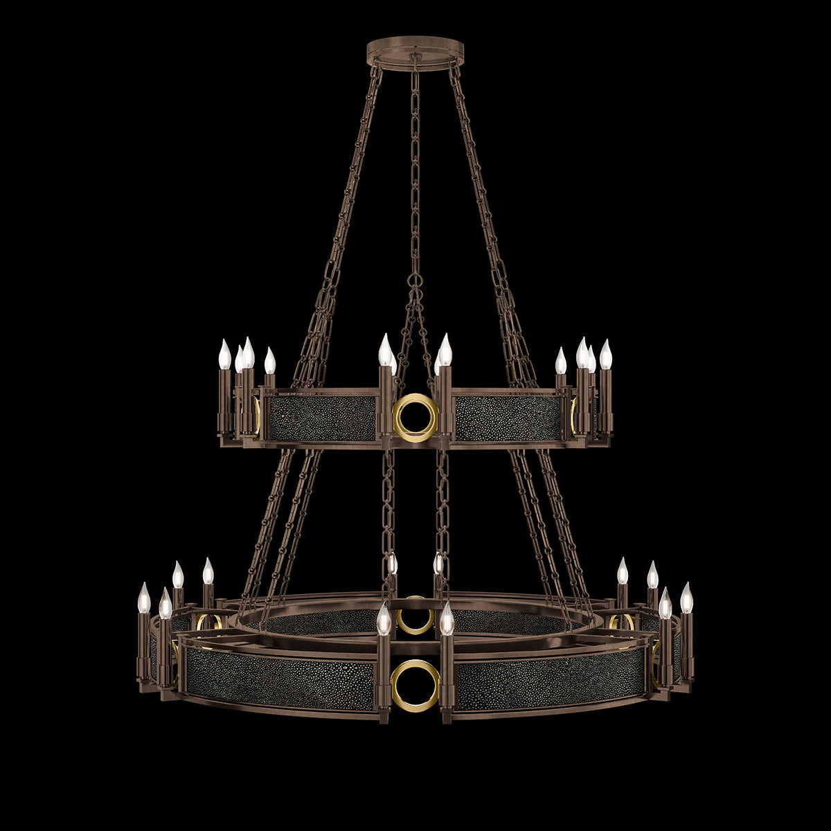 50-Inch Swirl Glass Chandelier / Bronze / Brass / Black Knight