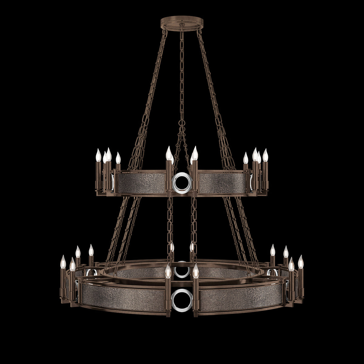 50-Inch Swirl Glass Chandelier / Bronze / Nickel / Pebble