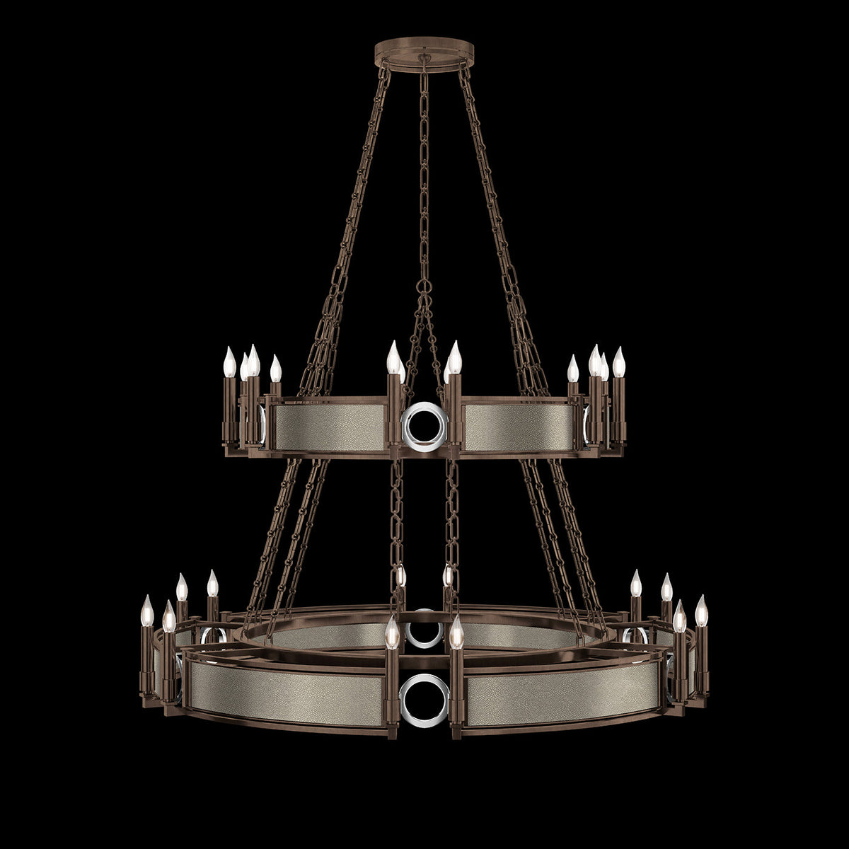 50-Inch Swirl Glass Chandelier / Bronze / Nickel / Coco