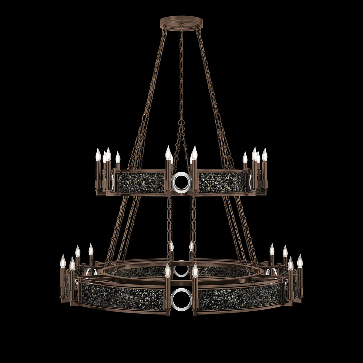 50-Inch Swirl Glass Chandelier / Bronze / Nickel / Black Knight