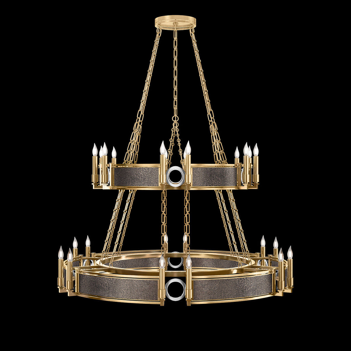 50-Inch Swirl Glass Chandelier / Gold Leaf / Nickel / Pebble