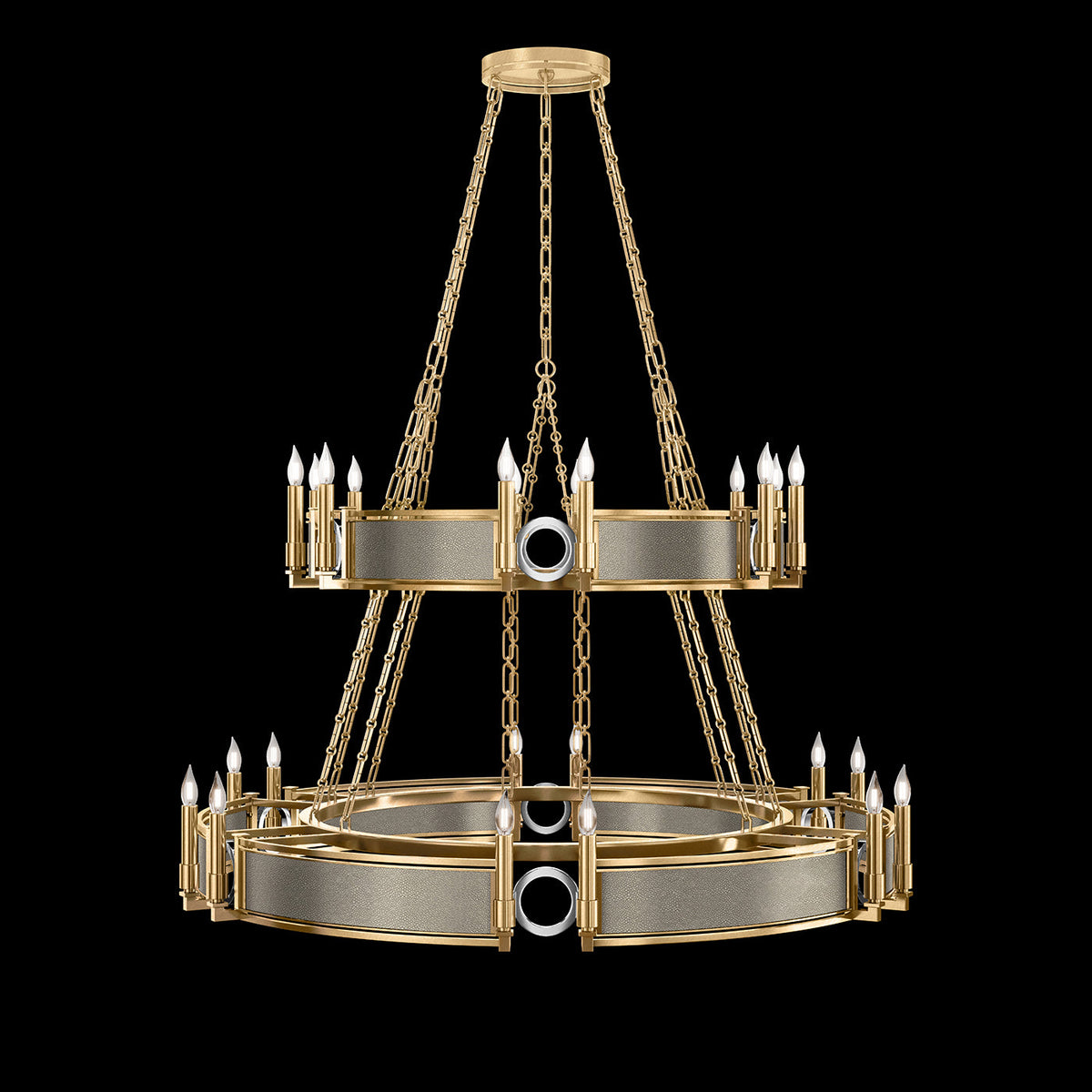 50-Inch Swirl Glass Chandelier / Gold Leaf / Nickel / Coco