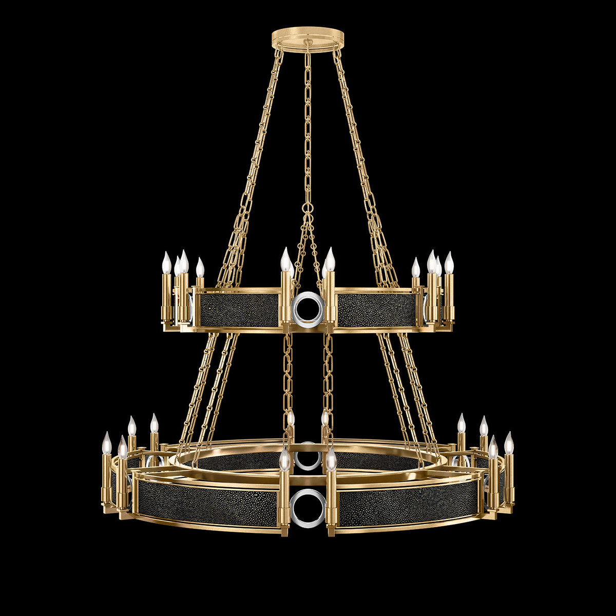 50-Inch Swirl Glass Chandelier / Gold Leaf / Nickel / Black Knight