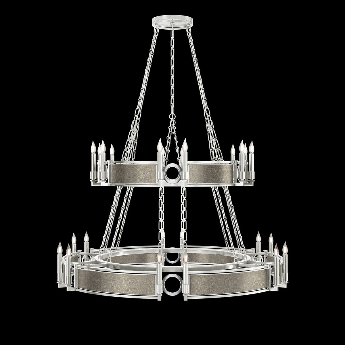 50-Inch Swirl Glass Chandelier / Silver Leaf / Nickel / Coco