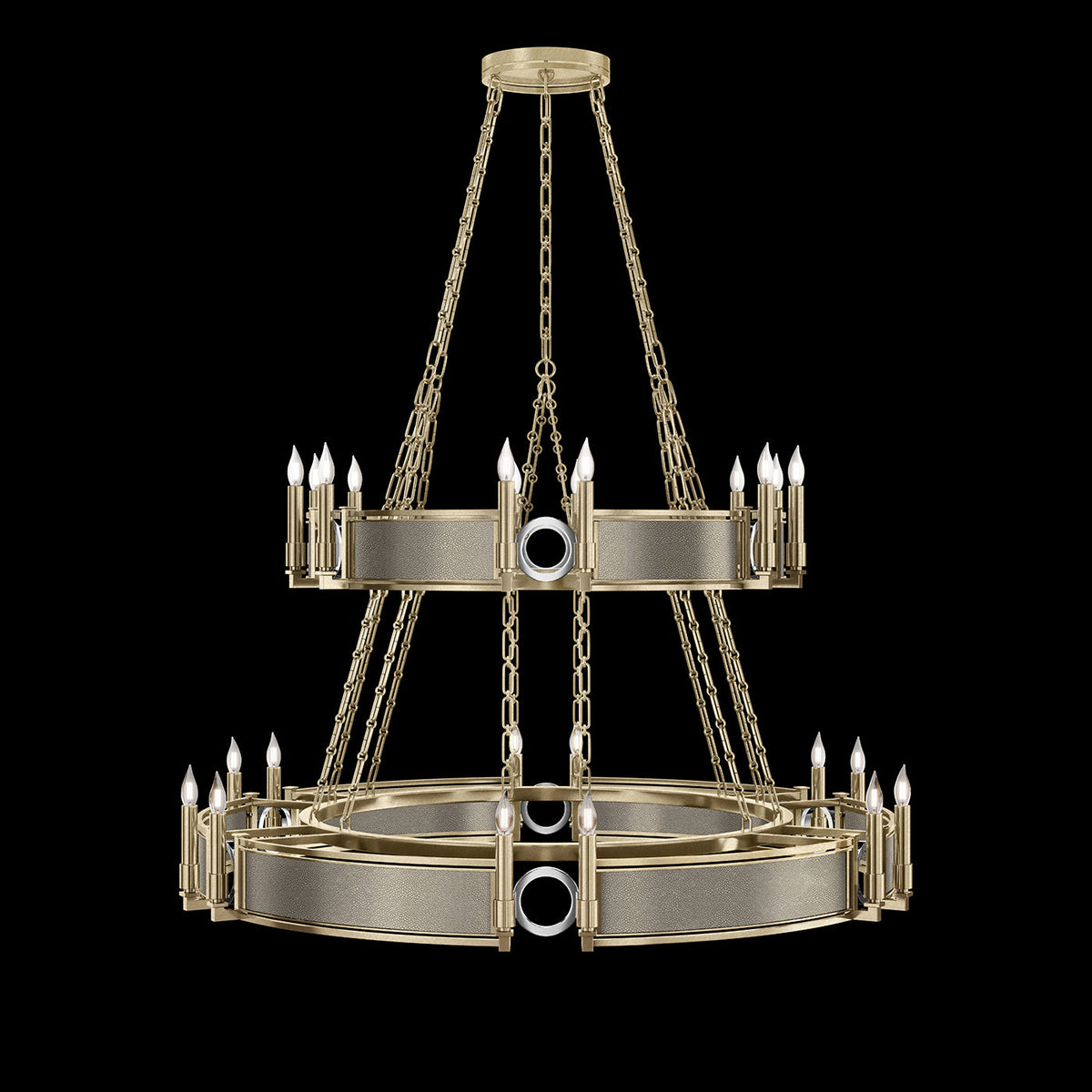 50-Inch Swirl Glass Chandelier / Soft Gold Leaf / Nickel / Coco