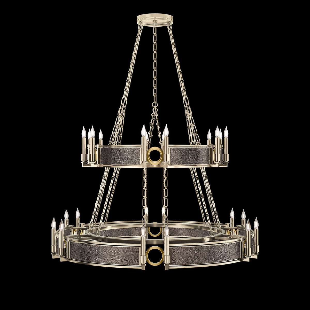 50-Inch Swirl Glass Chandelier / Champagne / Brass / Pebble