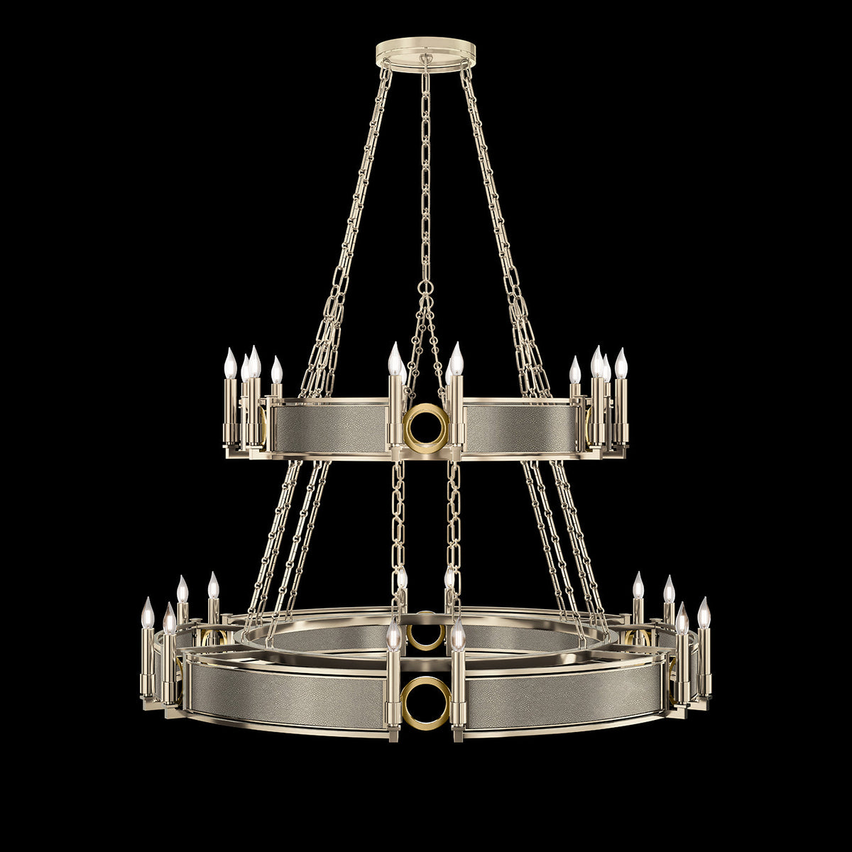 50-Inch Swirl Glass Chandelier / Champagne / Brass / Coco