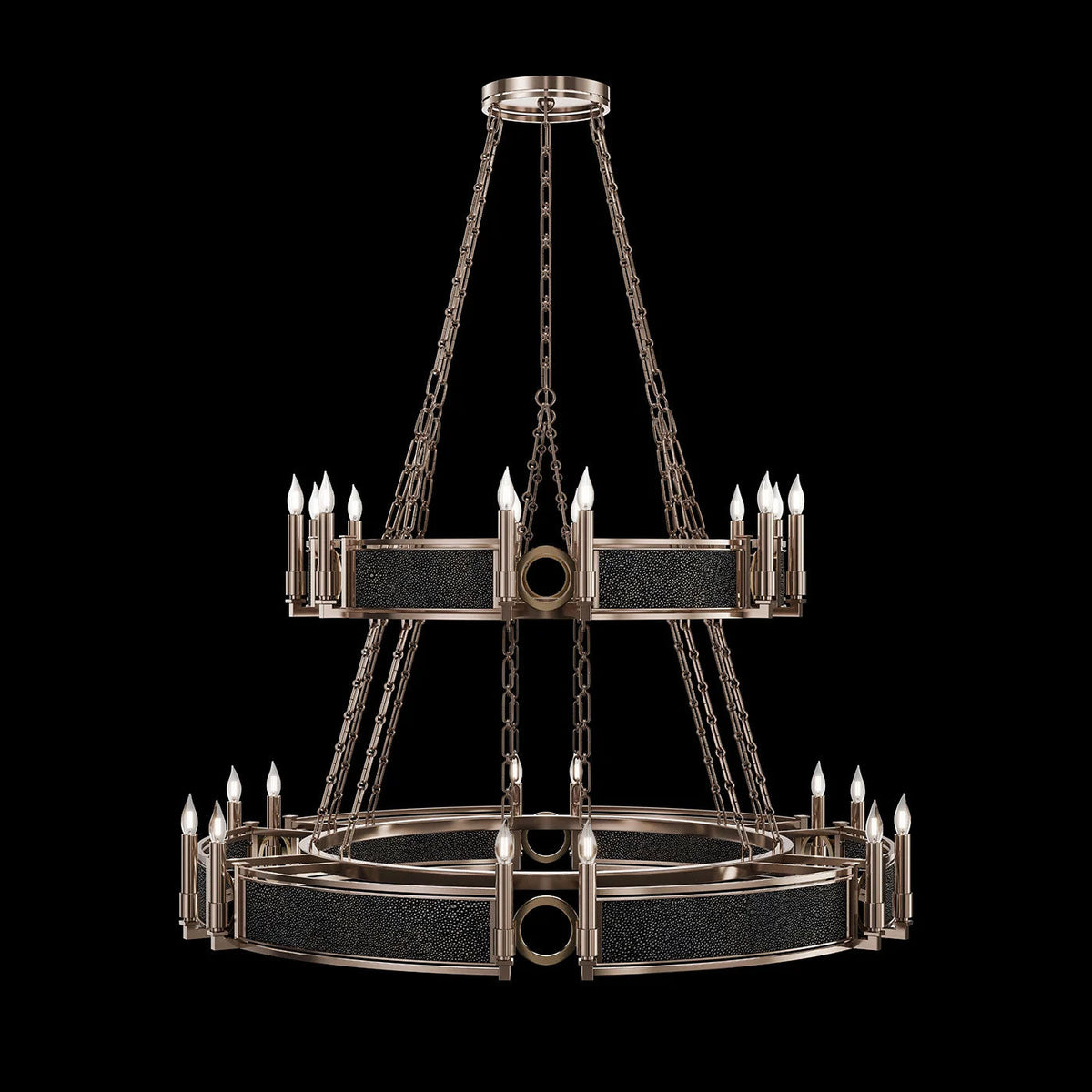 50-Inch Swirl Glass Chandelier / Champagne / Brass / Black Knight