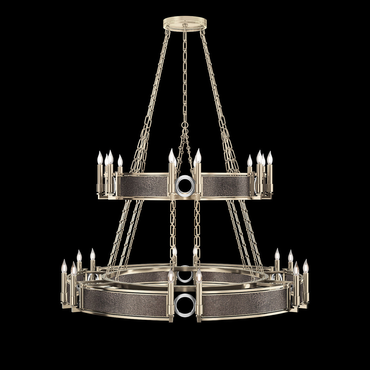 50-Inch Swirl Glass Chandelier / Champagne / Nickel / Pebble