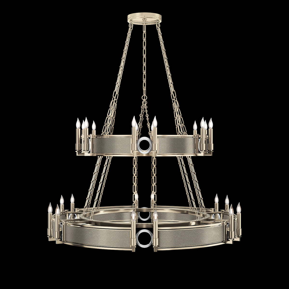 50-Inch Swirl Glass Chandelier / Champagne / Nickel / Coco
