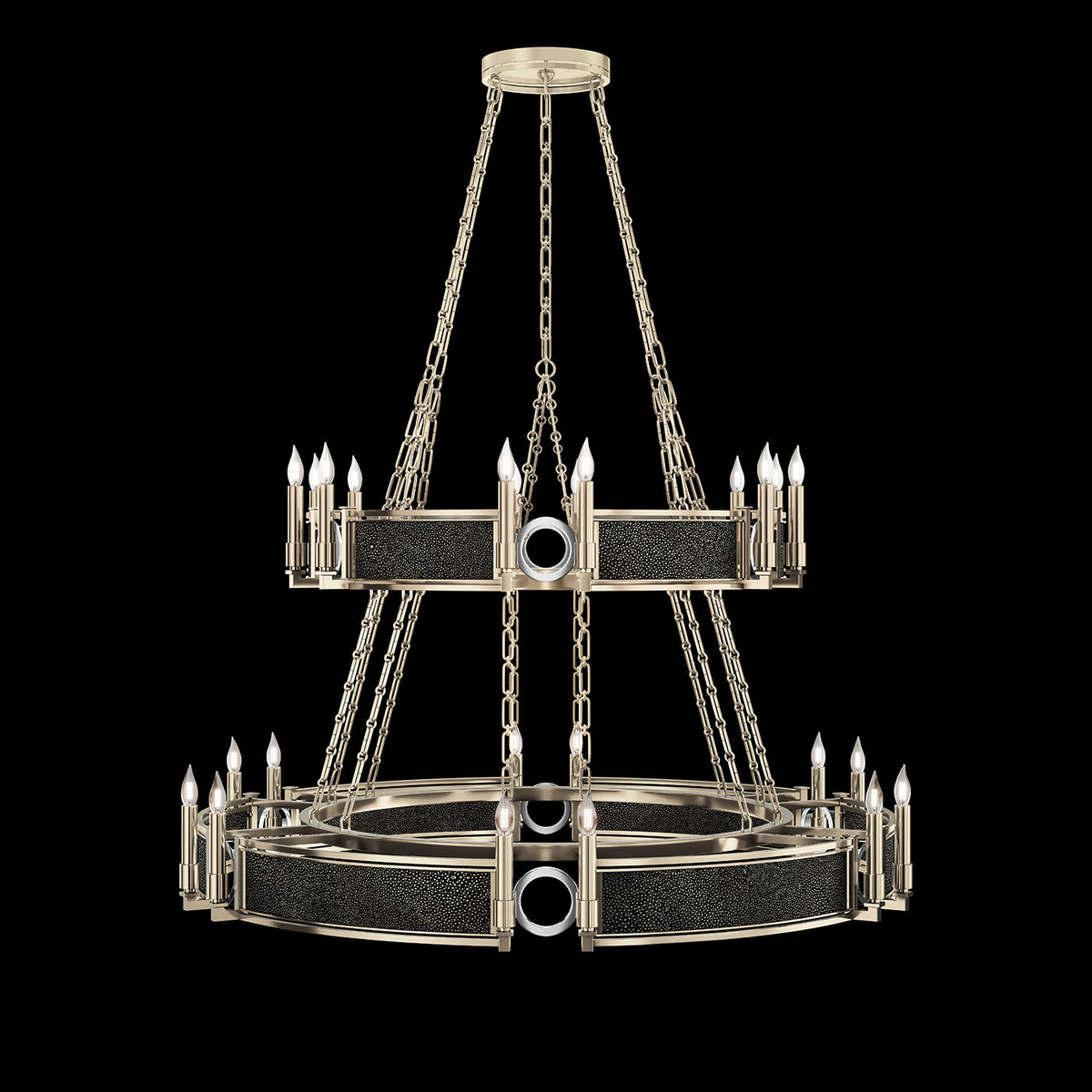 50-Inch Swirl Glass Chandelier / Champagne / Nickel / Black Knight