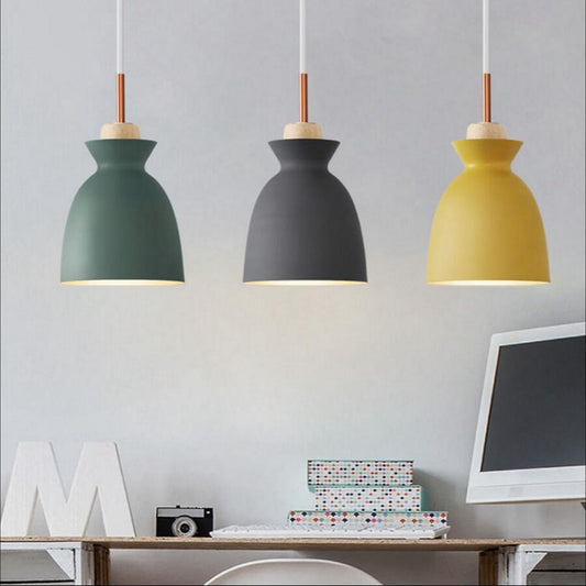 Rustic Wood Iron Single Pendant Light / Blue