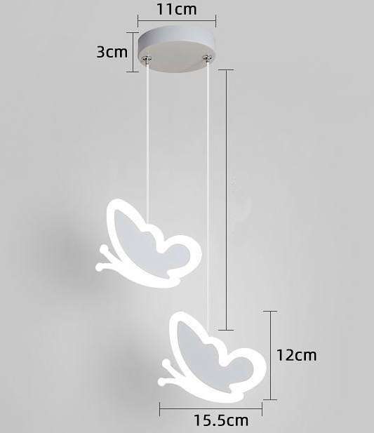 Pink Heart Flower Butterfly Pendant Light / B / warm light