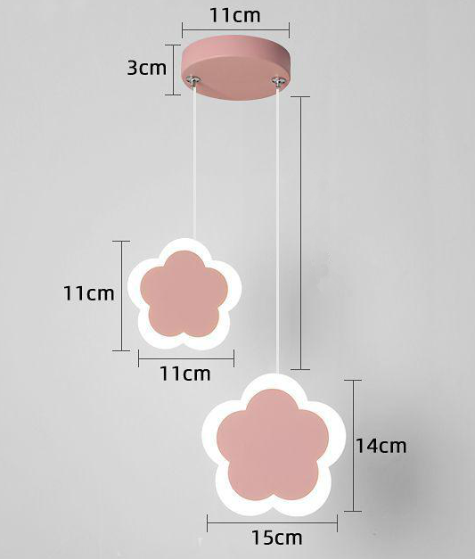 Pink Heart Flower Butterfly Pendant Light / C / White light