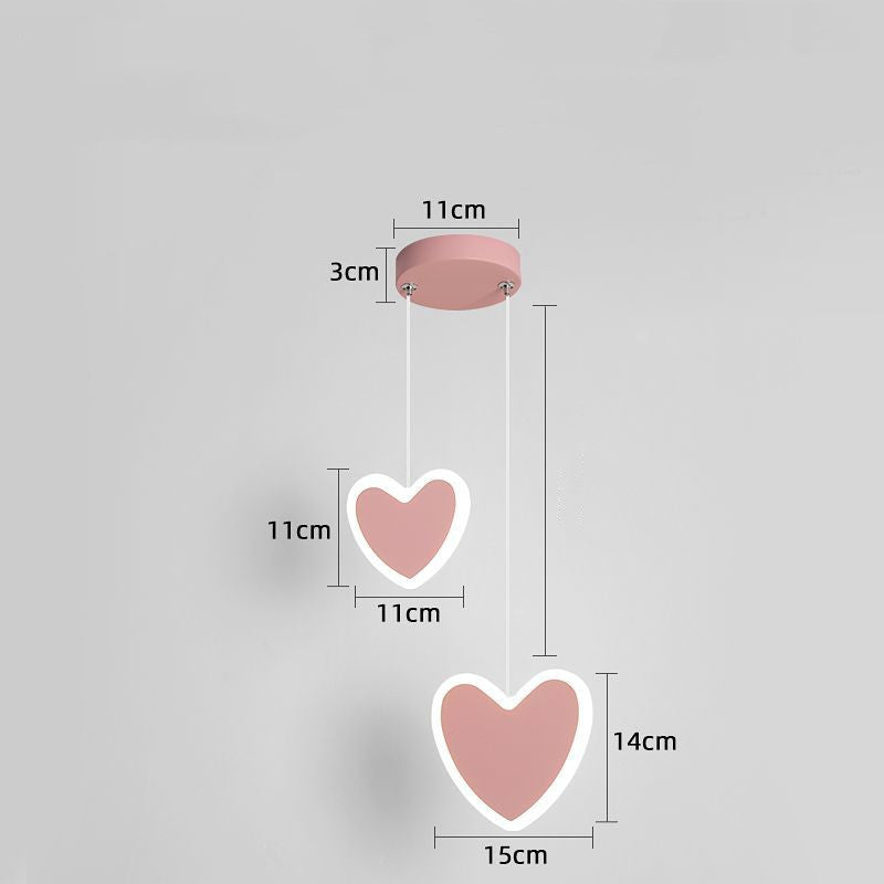 Pink Heart Flower Butterfly Pendant Light / A / warm light