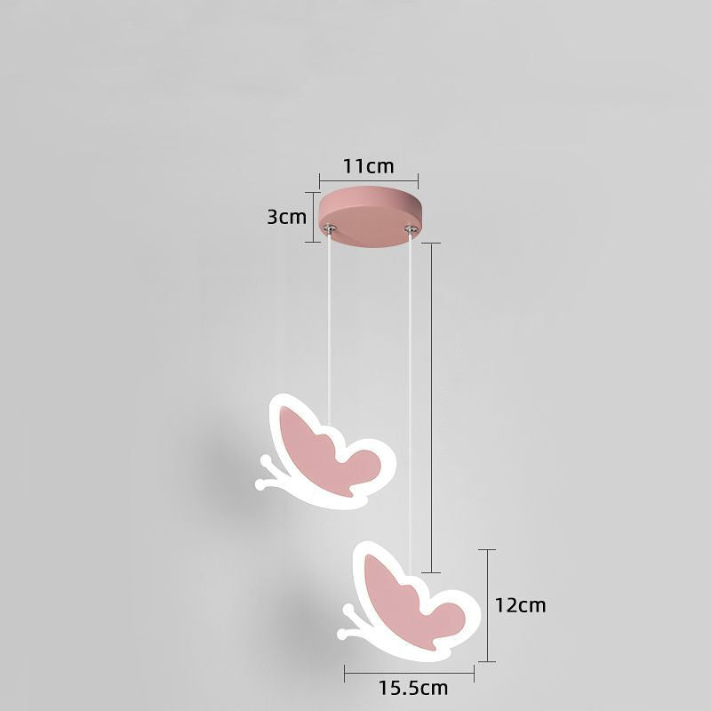 Pink Heart Flower Butterfly Pendant Light / A / Three color segmentation