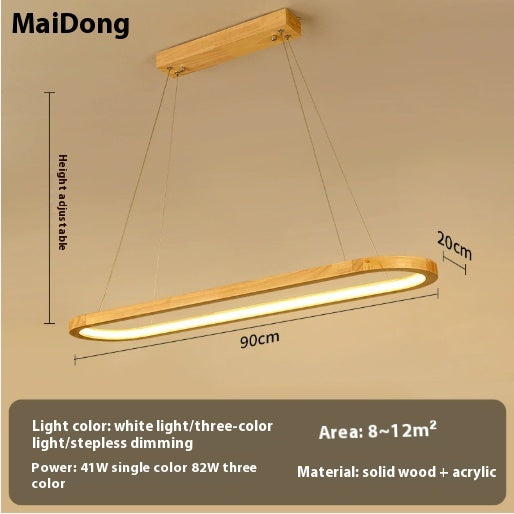 Long Wood-Tone LED Pendant Light