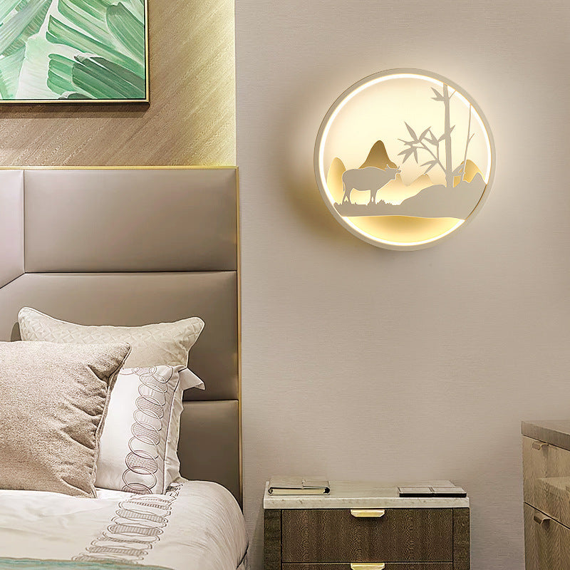 Scenic Iron LED Bedside Wall Light / Rural households / Monochromatic warm light