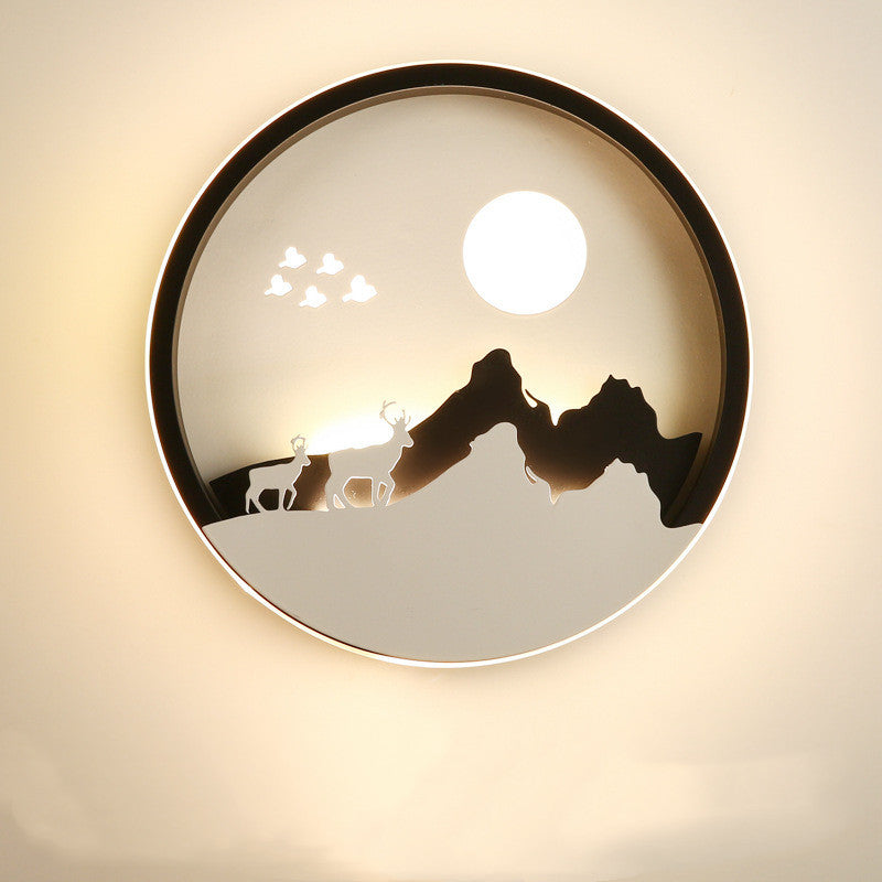 Scenic Iron LED Bedside Wall Light / Rural households / Tricolor dimming