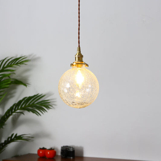 15cm Copper Glass Pendant Light / Cracked glass ball