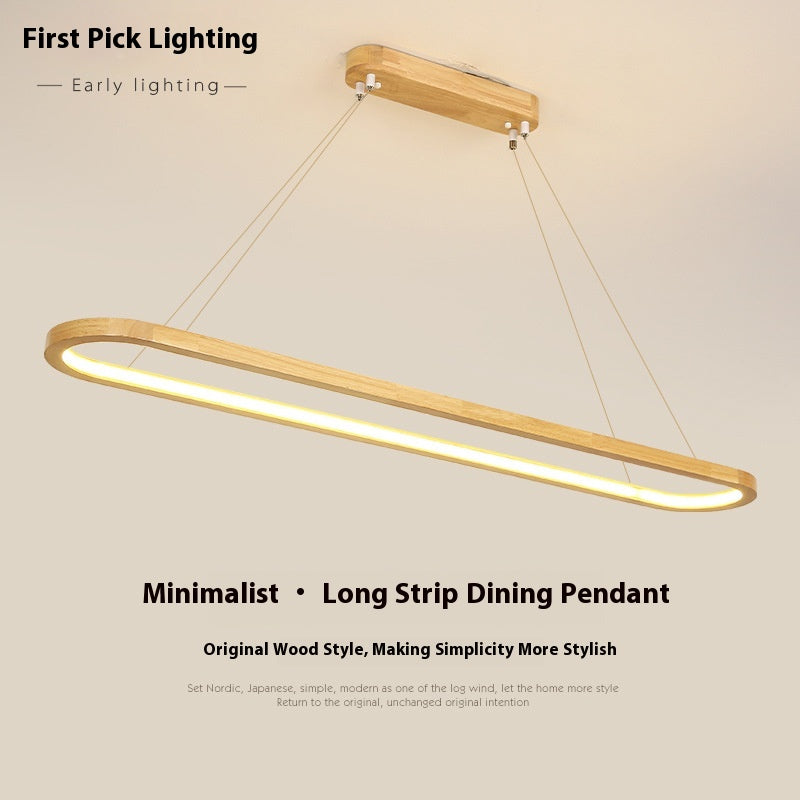 Long Wood-Tone LED Pendant Light