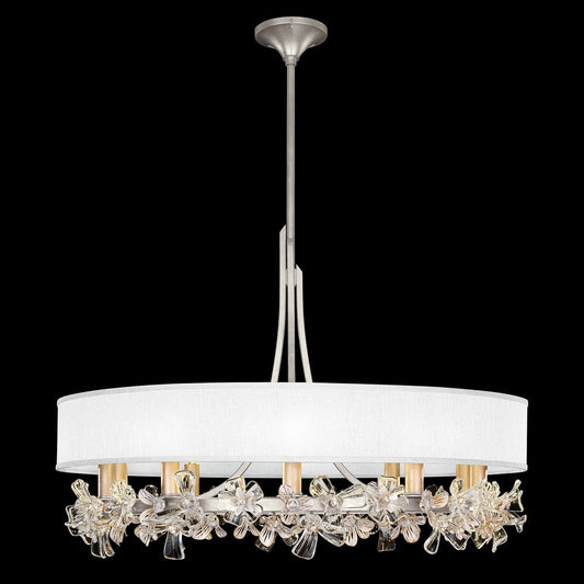 34.5-Inch Crystal Floral Chandelier / Silver / White