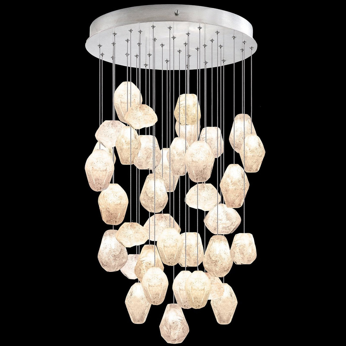 34-Inch Natural Quartz Pendant Light / Silver