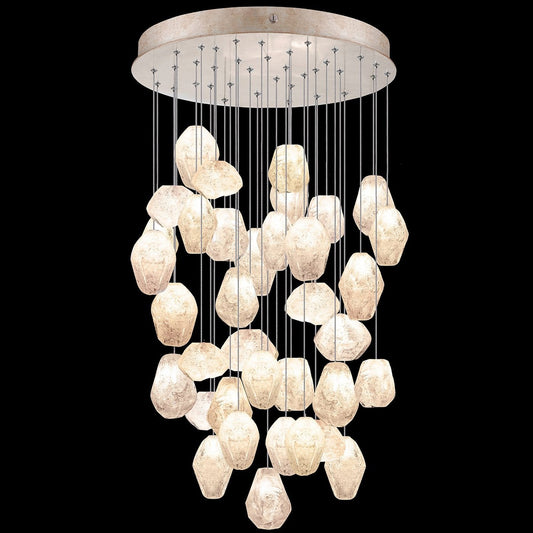 34-Inch Natural Quartz Pendant Light / Gold