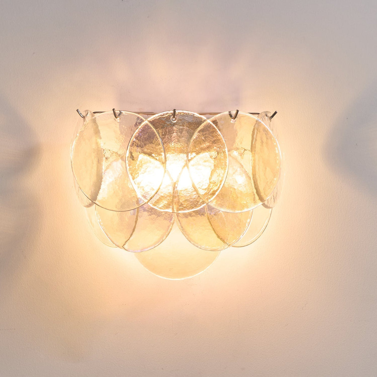 Layered Murano-Style Glass Wall Light / ∅ 13.4″ x W 9.1″ x H 11″ / Orange