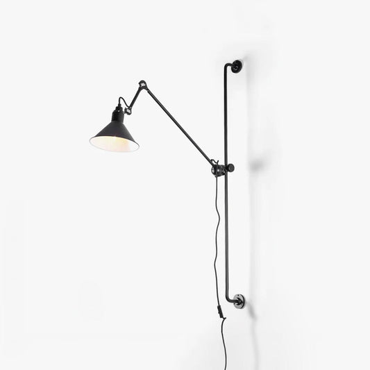 Adjustable Metal Rocker Wall Light / ∅ 8.3″ x H 46.5″ / Dia 21cm x H 118cm / White & Black / US Plug