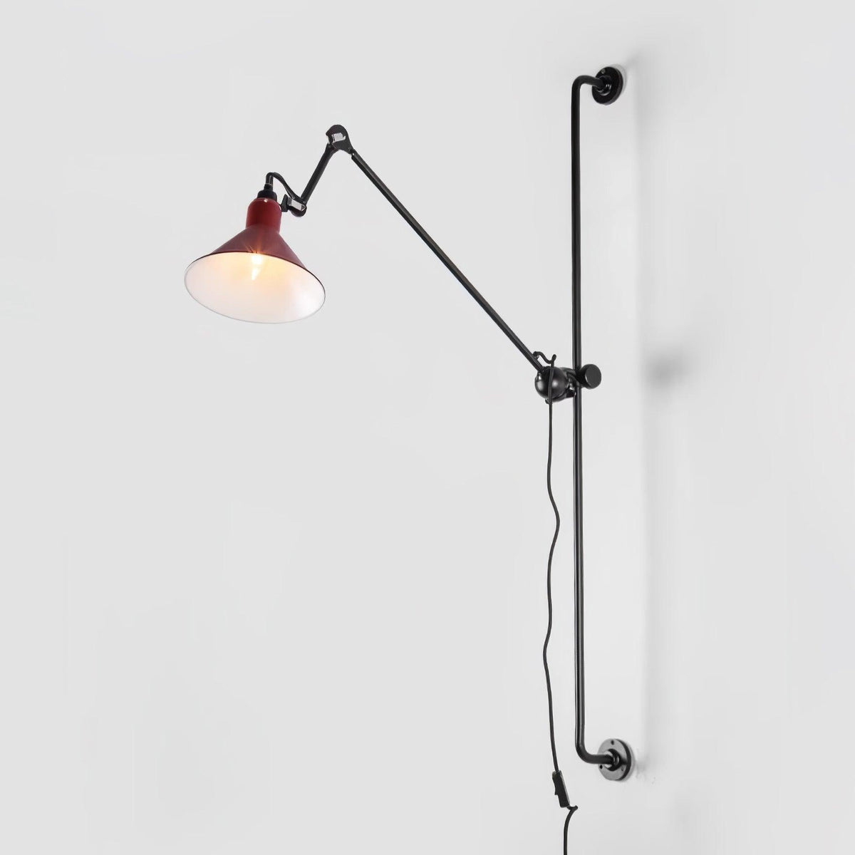 Adjustable Metal Rocker Wall Light / Set of 2 / White & Black / UK Plug