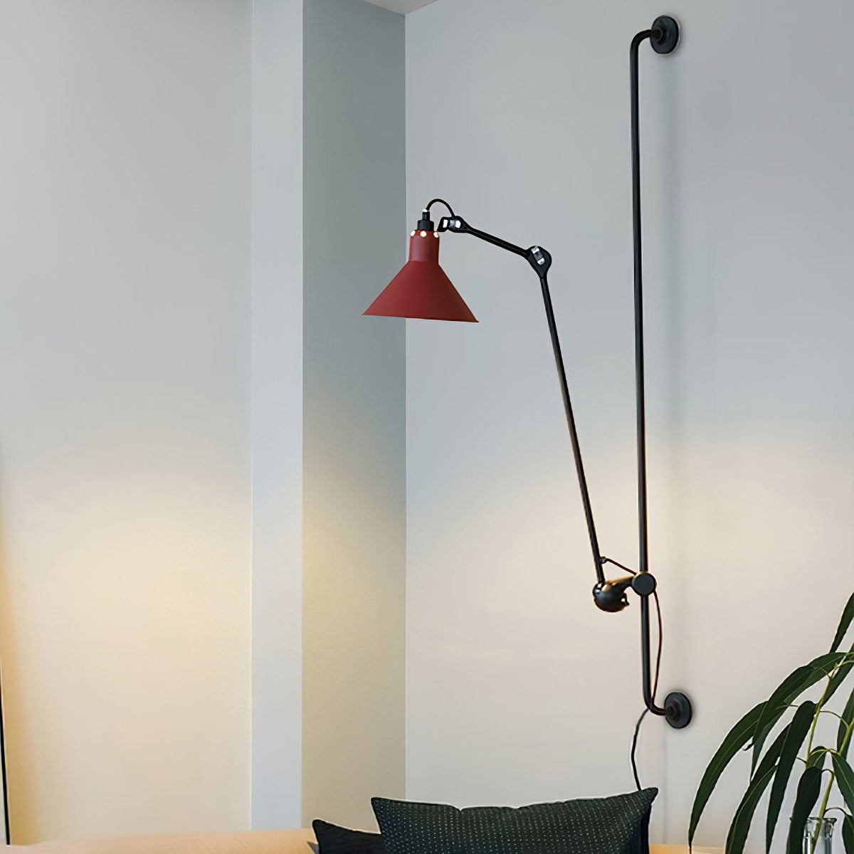 Adjustable Metal Rocker Wall Light / ∅ 8.3″ x H 46.5″ / Dia 21cm x H 118cm / Black & Black / US Plug