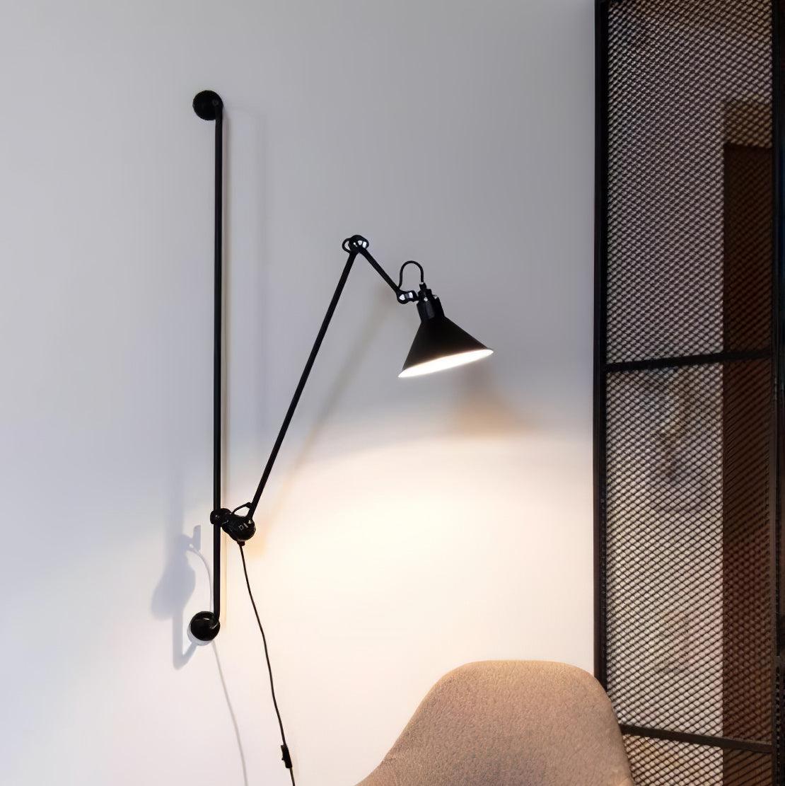 Adjustable Metal Rocker Wall Light / ∅ 8.3″ x H 46.5″ / Dia 21cm x H 118cm / White & Black / EU Plug