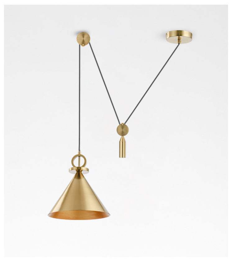 Adjustable Brass-Tone Single Pendant Light