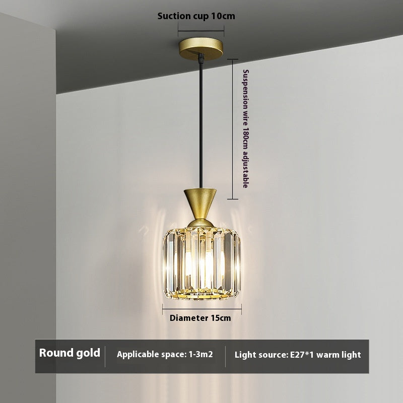 Crystal Single-Head Bedside Pendant Light / Round Black White Light