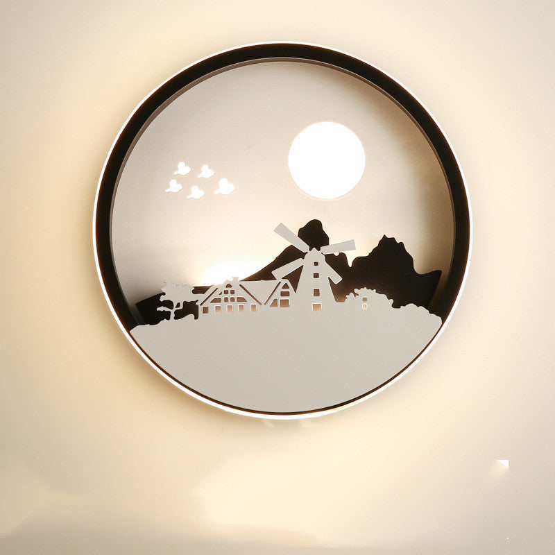 Scenic Iron LED Bedside Wall Light / Everything is going smoothly / Tricolor dimming