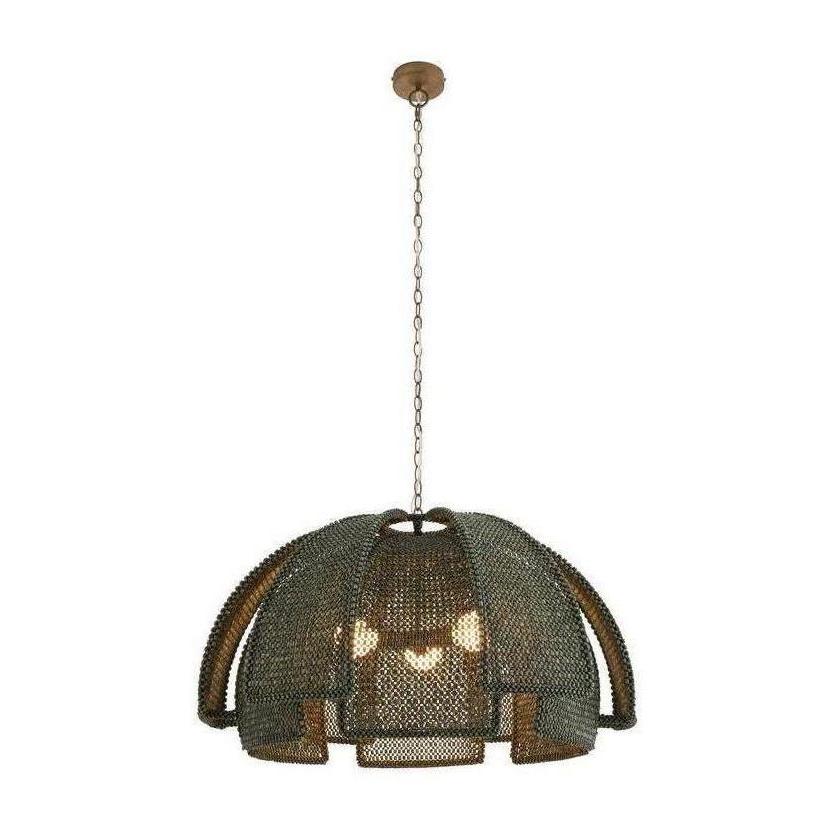 Rattan Lattice Brass Pendant Light