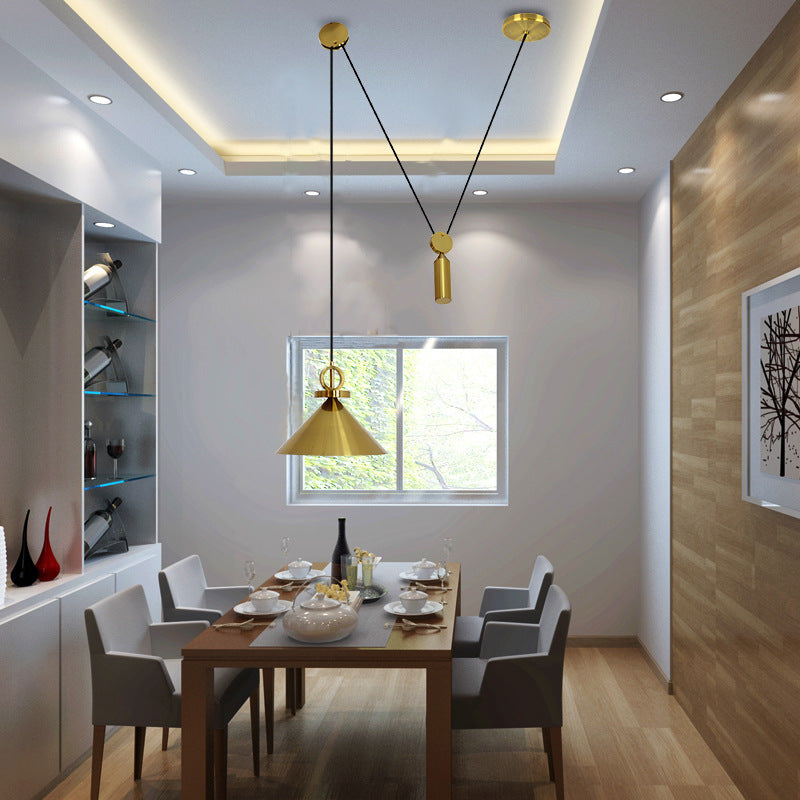 Adjustable Brass-Tone Single Pendant Light / Warm color / 20cm