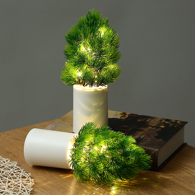 Botanical Pine Bedside Ambience Lamp / Pine Cypress Small Night Lamp